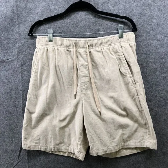 Gap Pull On Corduroy Shorts Mens S Beige Drawstring 7''‎ Inseam Relaxed