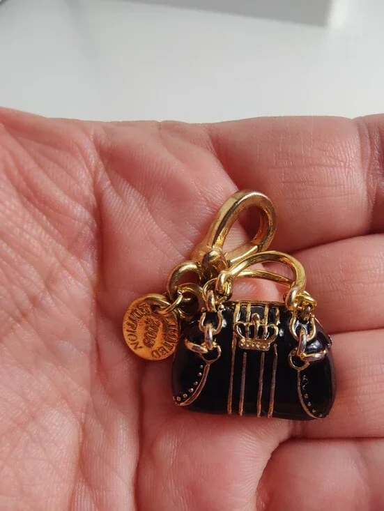 Vintage Neiman Marcus Limited Edition Miniature Purse Charm Black Enamel Gold