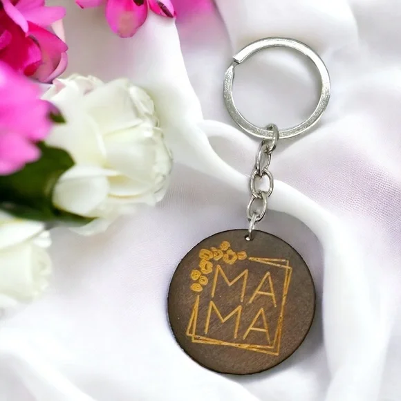 Rustic Wooden Mama Keychain | Boho Tassel Mom Gift