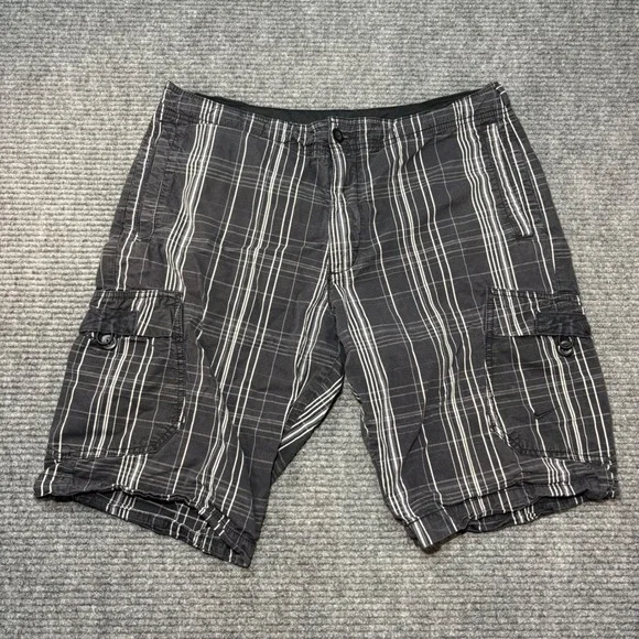 Nike The Athletic Dept Mens Black White Plaid Cargo Shorts Size Large L 36 Waist