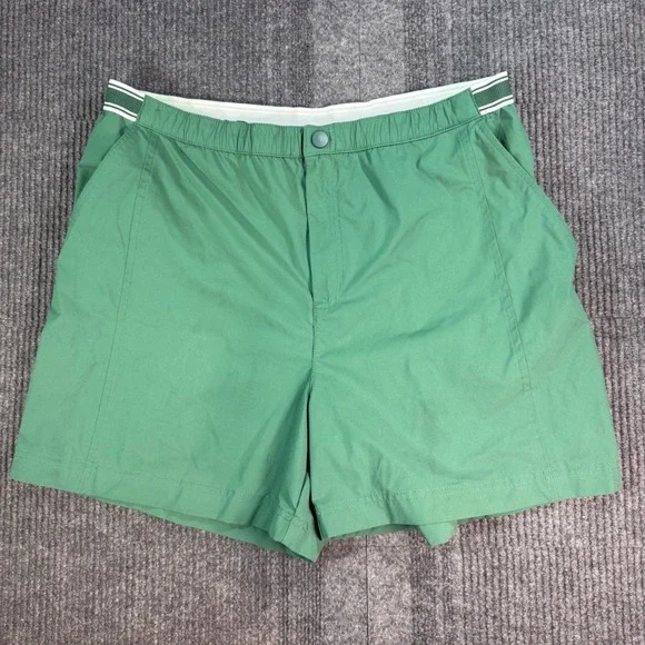 Vineyard Vines Mens Performance Shorts Green XL Elastic Waist Striped Trim 5.5in