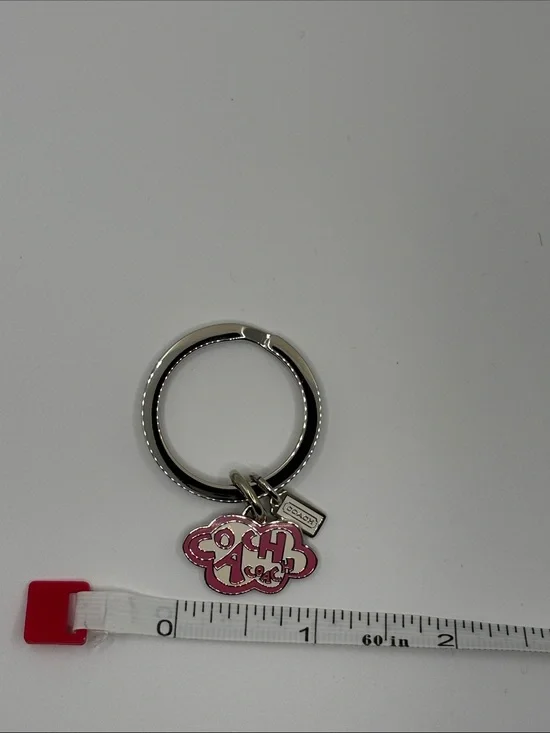Coach Pink and Silver Poppy Cloud Logo Keychain