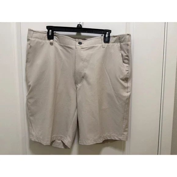 Pebble Beach Mens Performance Golf Shorts Tan Khaki Size 38 Stretch Lightweight