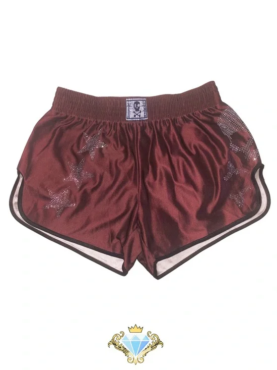 ROMWE Men’s Rhinestone Star Shorts Chocolate Brown XL EUC Streetwear