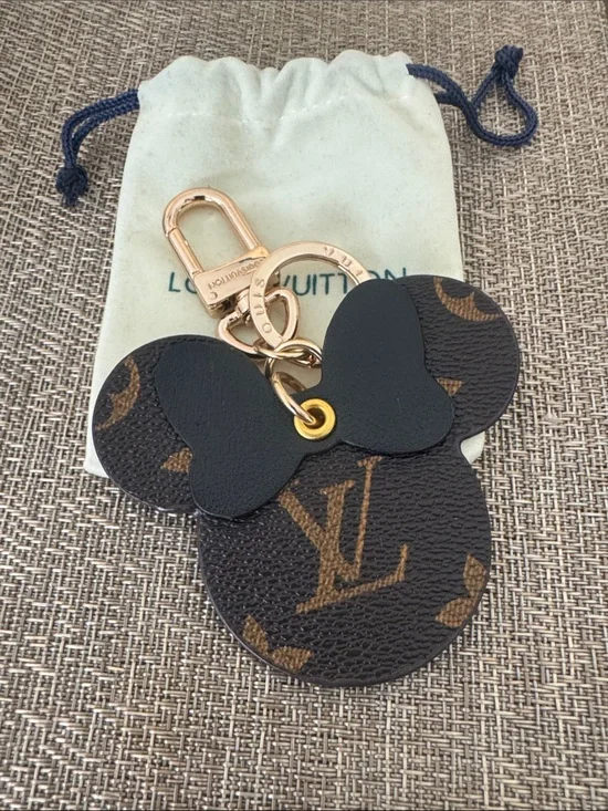 Louis Vuitton Brown Monogram Minnie Bow Key Charm with Black Bow