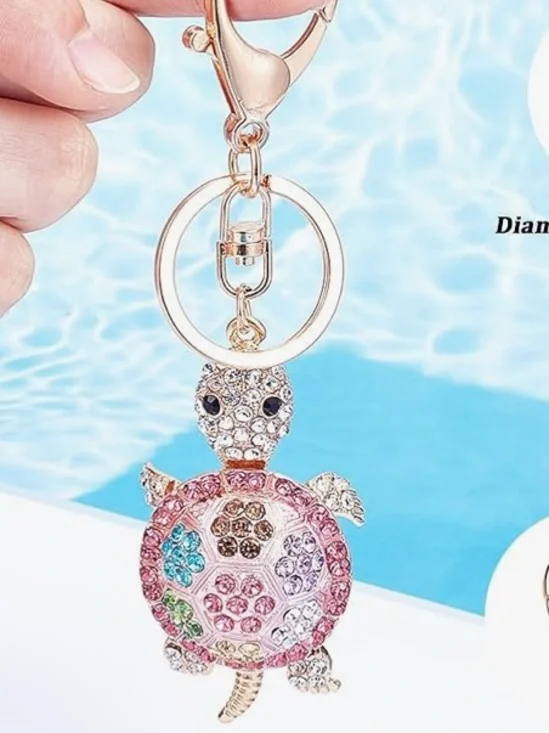 Crystal turtle purse/bag charm keychain