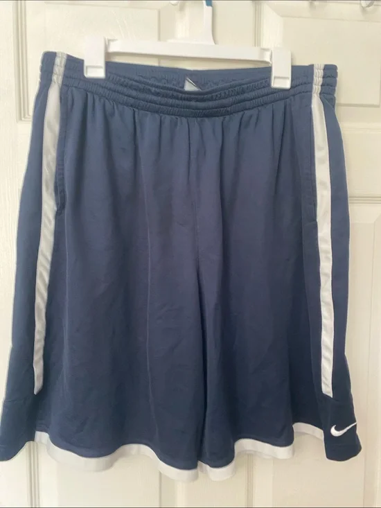 Nike dri fitDark Blue Basketball Shorts with White Accents