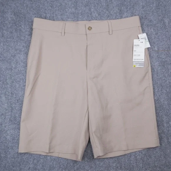 Grand Slam Performance Golf Shorts Men 34 Tan Expandable Waist UPF 50 GSBF8063KO
