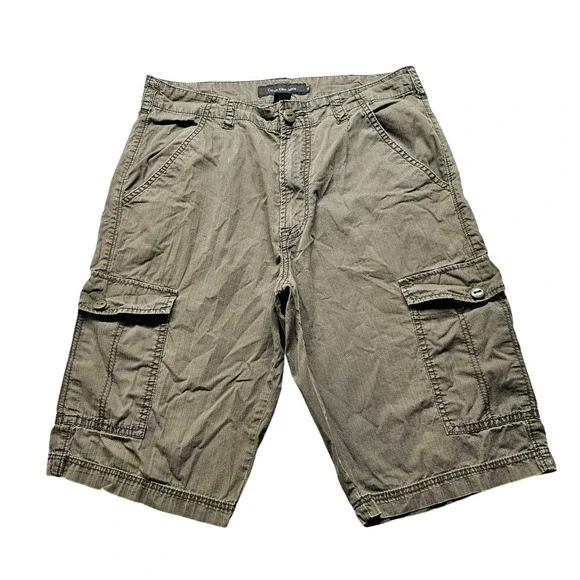 Calvin Klein Jeans Mens 32 Cargo Shorts Olive Green Relaxed Fit Cotton Blend