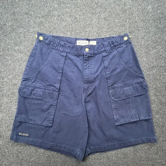 Columbia Cargo Shorts Navy Blue Mens 36 Vintage Cotton Canvas Gorpcore Utility