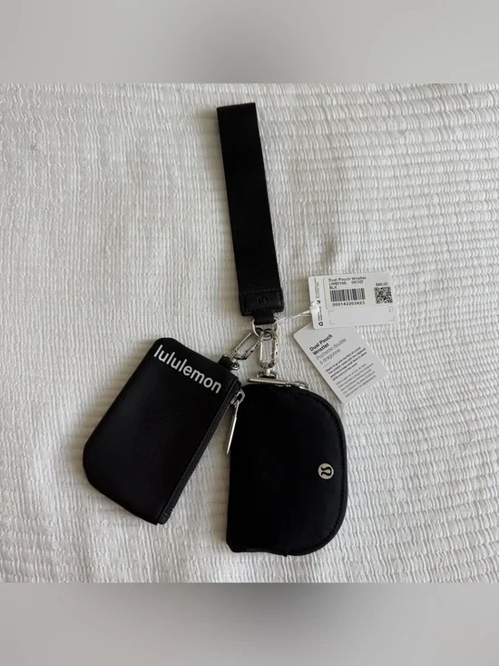 Lululemon Black Dual Pouch Wristlet Keychain — Brand New w/ Tags