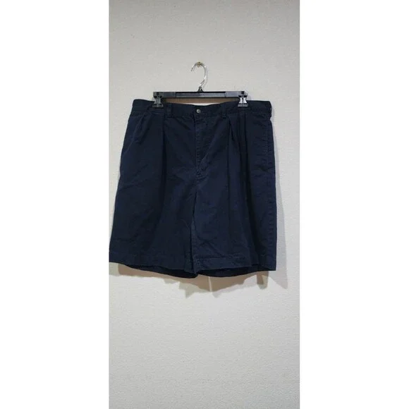 Vtg Polo Golf  Ralph Lauren Shorts Mens 38 Blue Linen Chino Pleated Preppy Solid