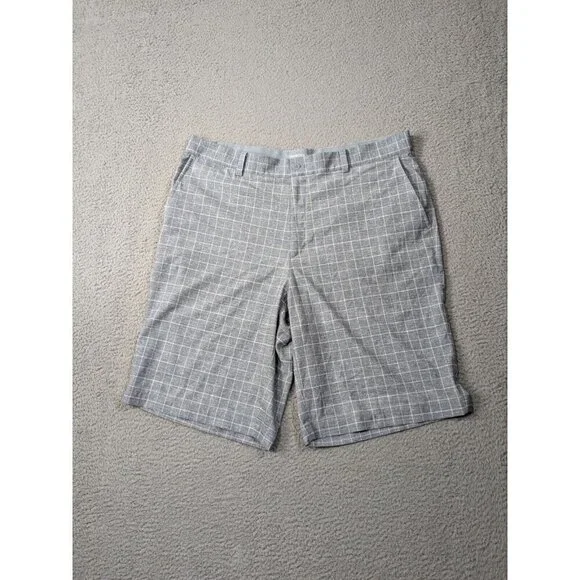 Nike Golf Tour Performance Shorts Mens 36 Gray Windowpane Pattern Check Grid