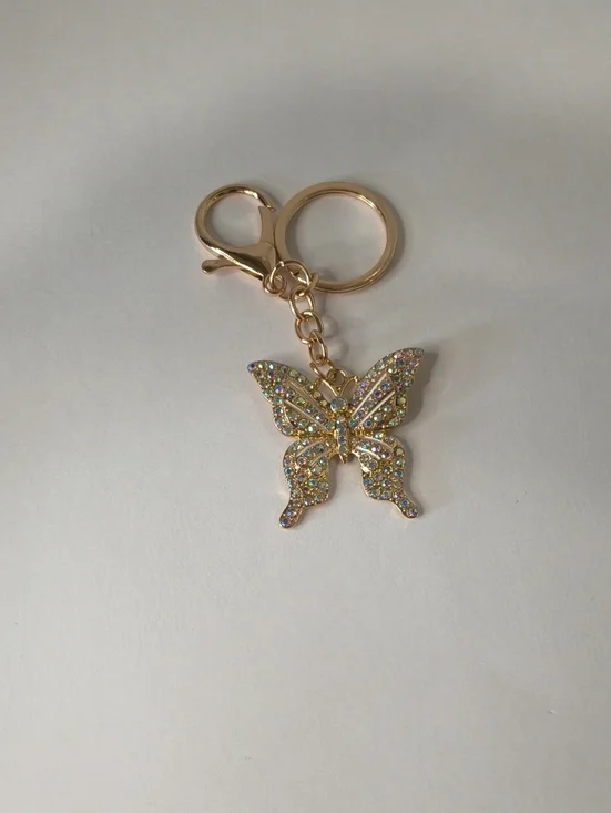 Gold Butterfly Crystal Keychain