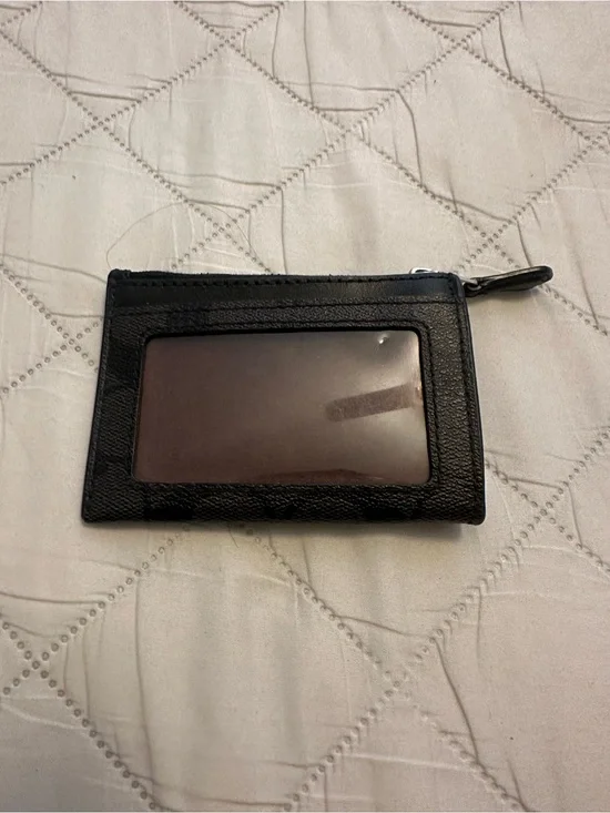Coach Black Leather Card & Key Holder with ID Window