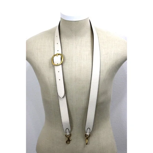 Coach White Ivory Leather Strap with Gold Hardware NEW
