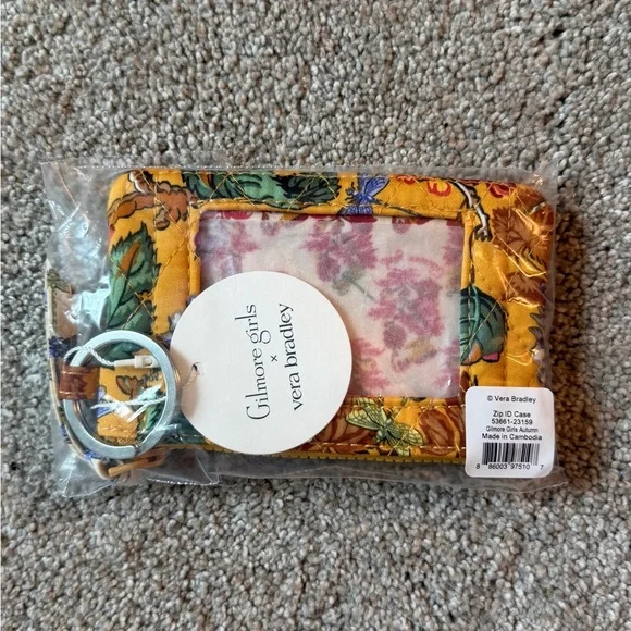 Vera Bradley Yellow Floral ID Case with Key Ring
