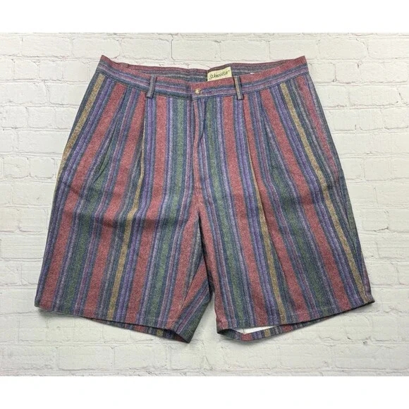 Vintage 90s St. John's Bay Pleated Shorts Mens 36 Striped Southwestern Dad Core