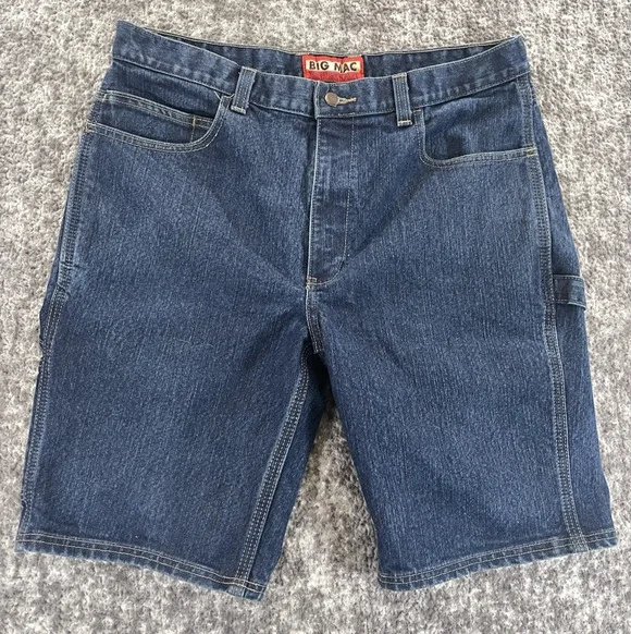Big Mac Carpenter Shorts Mens 36x11 Blue Denim Wide Leg Outdoor