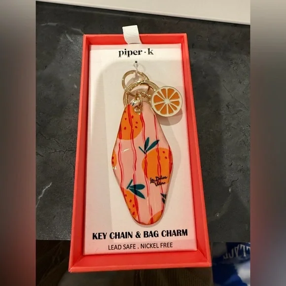 Piper K Orange and Pink Key Chain & Bag Charm