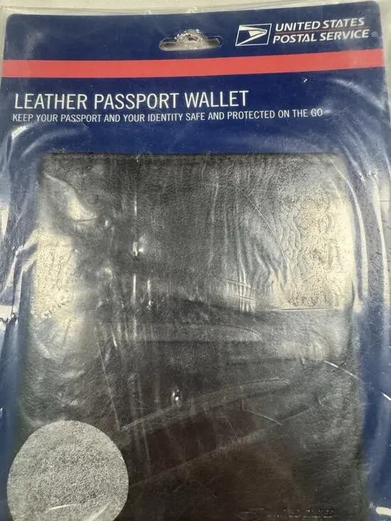 USPS Leather Passport Wallet RFID Blocking Black Genuine Leather NIP Travel Case