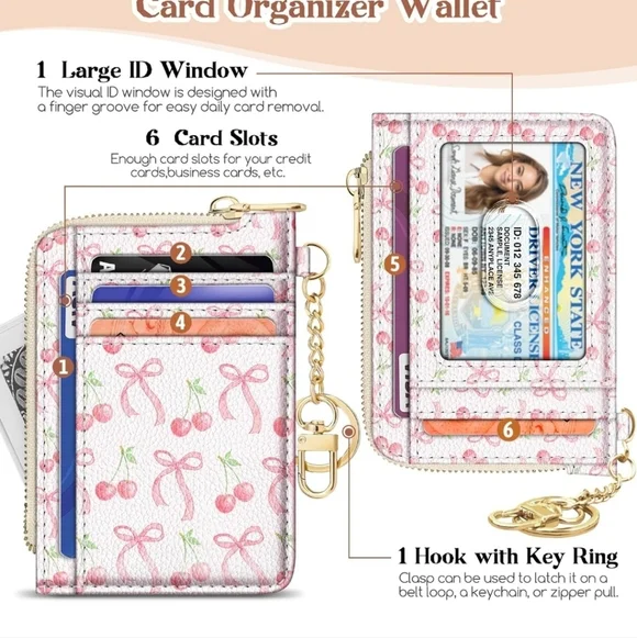 Cherry Print Card Organizer Wallet