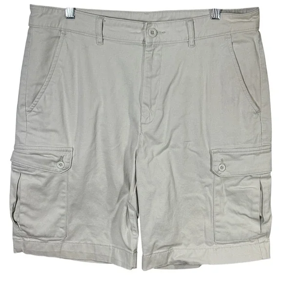 St John's Bay Mens Cargo Shorts‎ Size 36 Beige Cotton Blend Casual