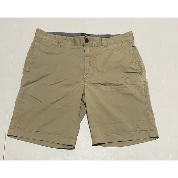 J Crew Shorts Mens 31 X 9 Beige Chino Flat Front Casual Stretch Khaki