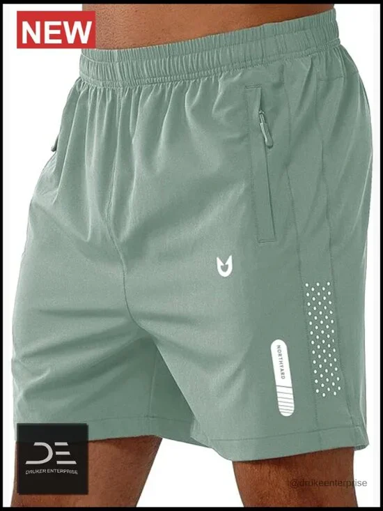 Men's Athletic Running Shorts with 3 Zipper Pockets Quick Dry Lightweight