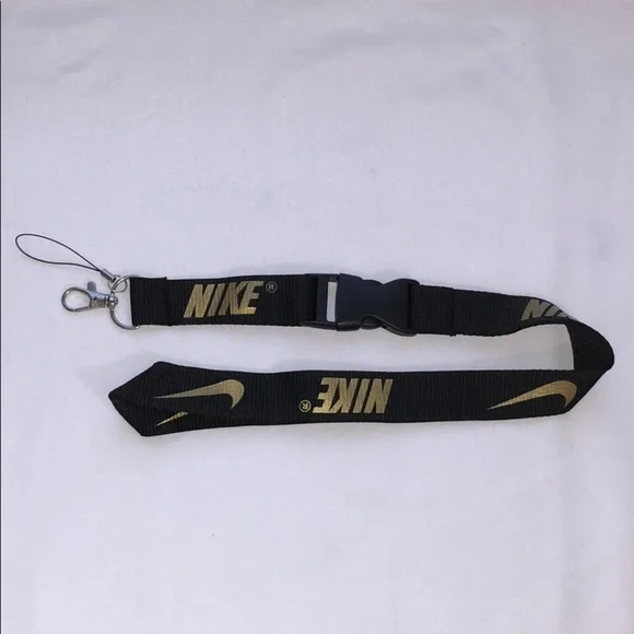 New Nike Black and Gold Lanyard ID Badge Keychain