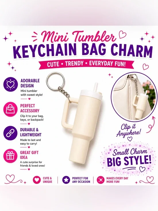 MINI TUMBLER KEYCHAIN BAG CHARM