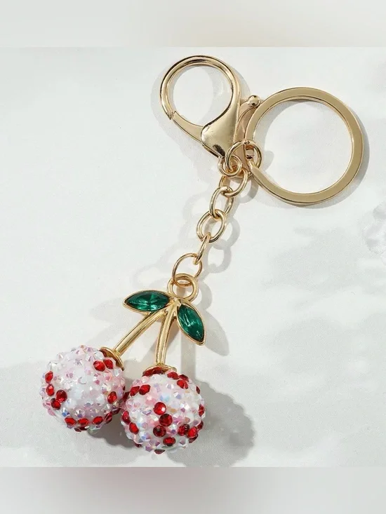 Cherry Rhinestone Keychain NWT