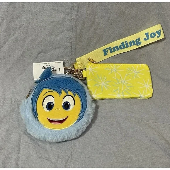 NEW Disney Parks Pixar Inside Out 2 Joy Plush Keychain Bag Charm‎ Wristlet