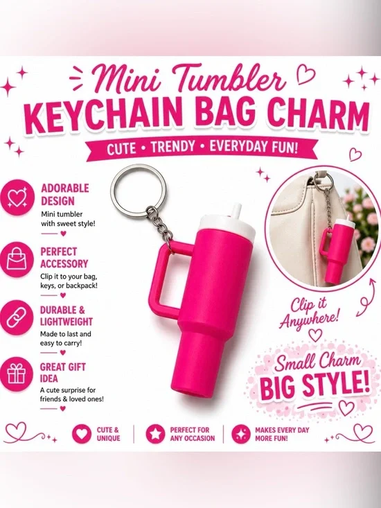 MINI TUMBLER KEYCHAIN BAG CHARM