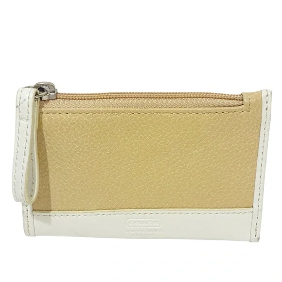 Coach‎ Leather Card Wallet Brown/cream Pebbled Leather Keychain