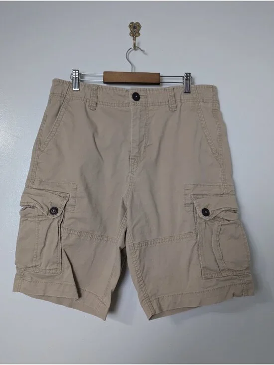 Aeropostale Shorts Mens 32 Cargo Flap Pocket Outdoor Casual Stretch Tan Khaki
