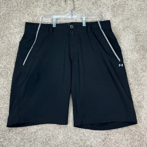 Under Armour Shorts Mens 36 Black Stretch Waistband‎ Reflective Vented Athletic