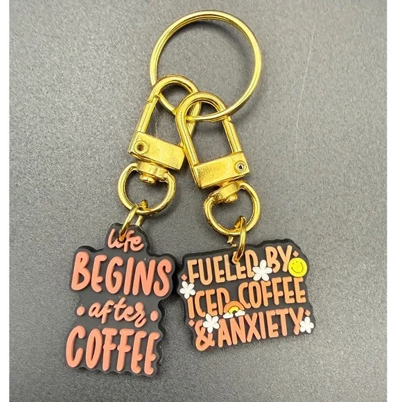 Coffee Lover Keychain Life Begins After Coffee Fueled By Iced Coffee Anxiety‎
