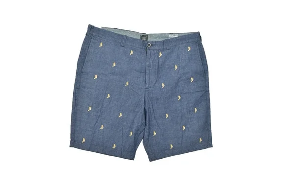 J.Crew Men's Size 40 Blue Chambray Seahorse Embroidered Chino Shorts 10.5 Inseam