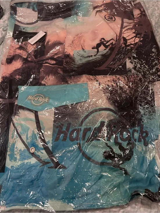 Hard Rock Cafe Teal & Peach Surf Graphic