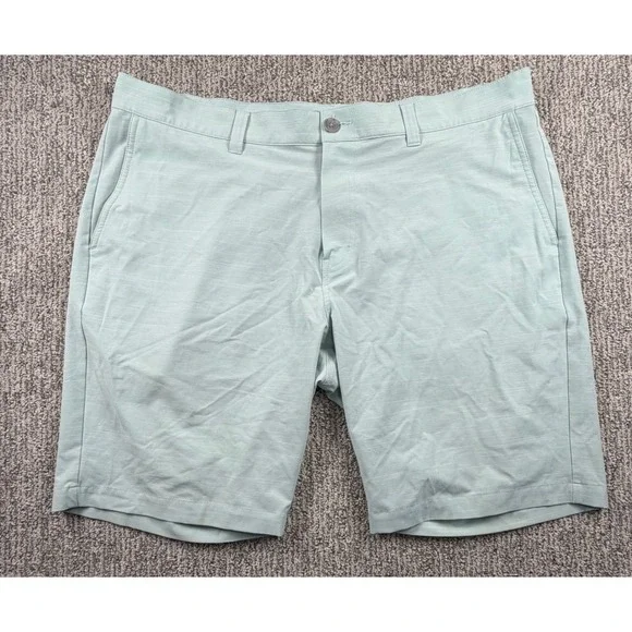 TravisMathew Golf Shorts Mens 40 Green Beck Performance Micro Stripe Stretch