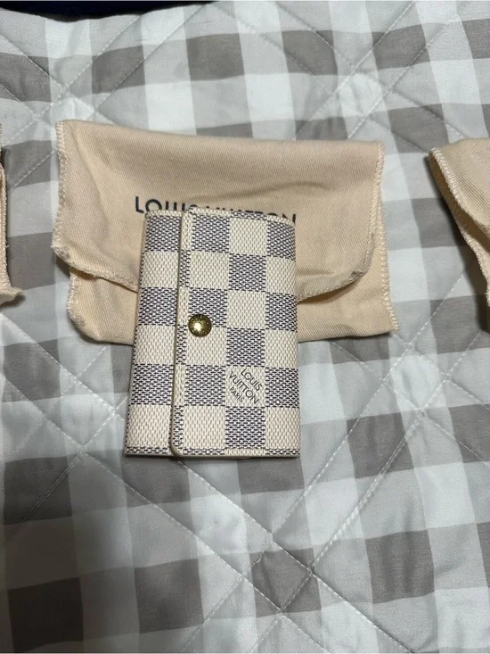 Louis Vuitton Damier Azur Canvas Key/Card Case in Beige and Light Gray