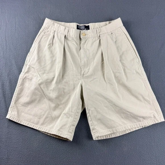 Vintage Polo Ralph Lauren Shorts Men's 31 (Fits 30) Beige Double Pleated 9
