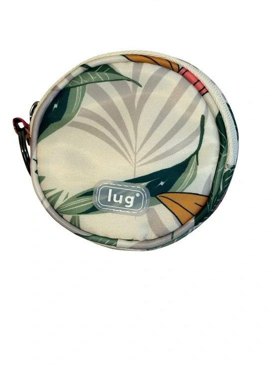 Lug Round Zip Coin Pouch Tropical Botanical Cream Multi New