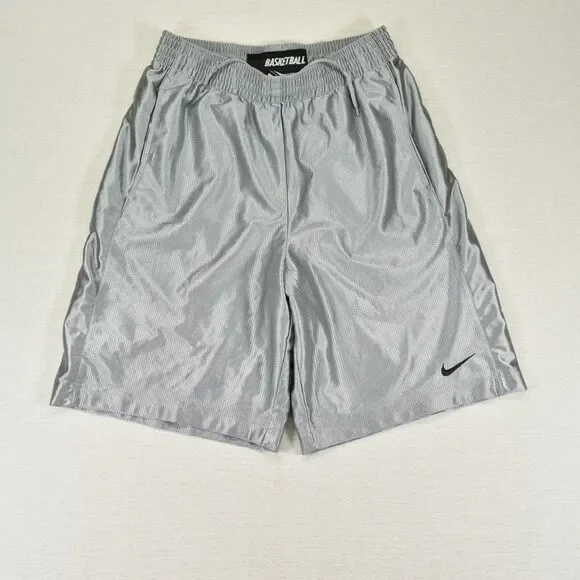 Nike Men’s Medium Dazzle Basketball Shorts Mens Gray Silky Shiny Swoosh