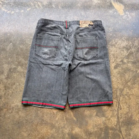 Brooklyn Basement Mens‎ Denim Shorts Black Faded Striped Trim Size 44 Streetwear