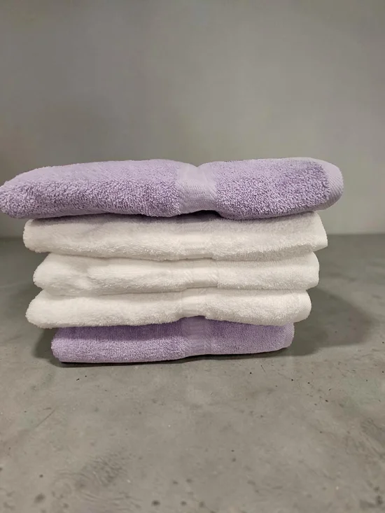 Soft Lavender & White Towel Stack - Plush Cotton