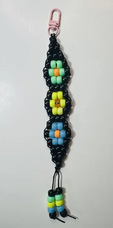 Handmade Beaded Keychain Charm – Colorful Floral Design – Bag Charm Accessory