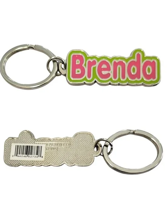 SWIBCO NW0T Pink & Green Galaxy Keychain Silver Metal Personalized Name BRENDA