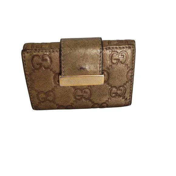 Gucci Guccissima Metallic Gold Leather 6 Ring Key Case Wallet 212098-497927